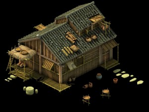 game model - prairie scene - grassland area houses Model 3D