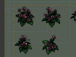 game model - prairie scene - long flower plants 01 3D Model