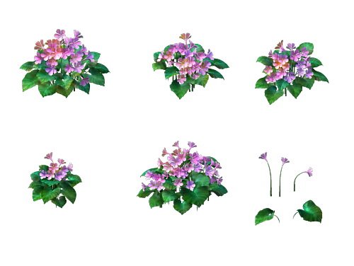game model - prairie scene - long flower plants 02 3Dモデル .c4d .max .obj .3ds .fbx .stl .blend 