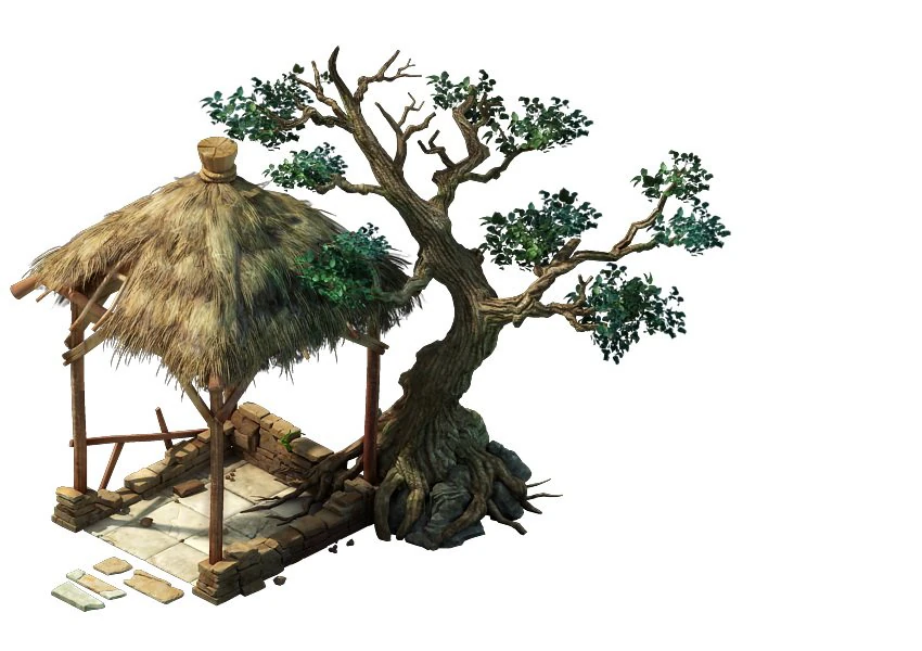 game model - prairie scene - long tree gazebo 01 3D Model .c4d .max .obj .3ds .fbx .stl .blend