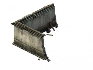 game model - prairie scene - ruins of broken walls 3D Model