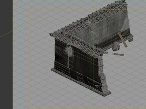 game model - prairie scene - ruins of broken walls Modelo 3D