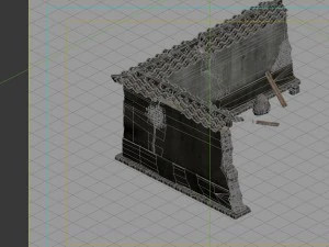 game model - prairie scene - ruins of broken walls 3D Model