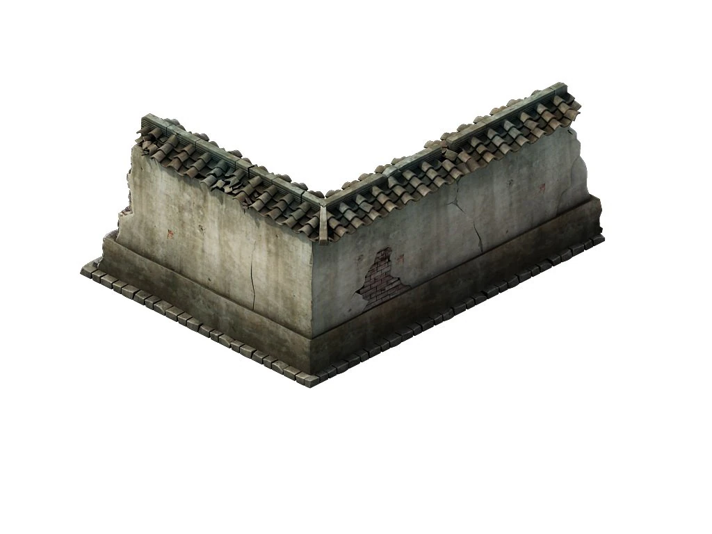 game model - prairie scene - ruins of broken walls 3D Model .c4d .max .obj .3ds .fbx .stl .blend 