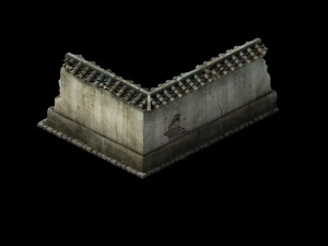 game model - prairie scene - ruins of broken walls 3D Model