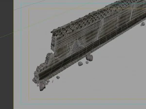 game model - prairie scene - ruins of broken walls 3D Model