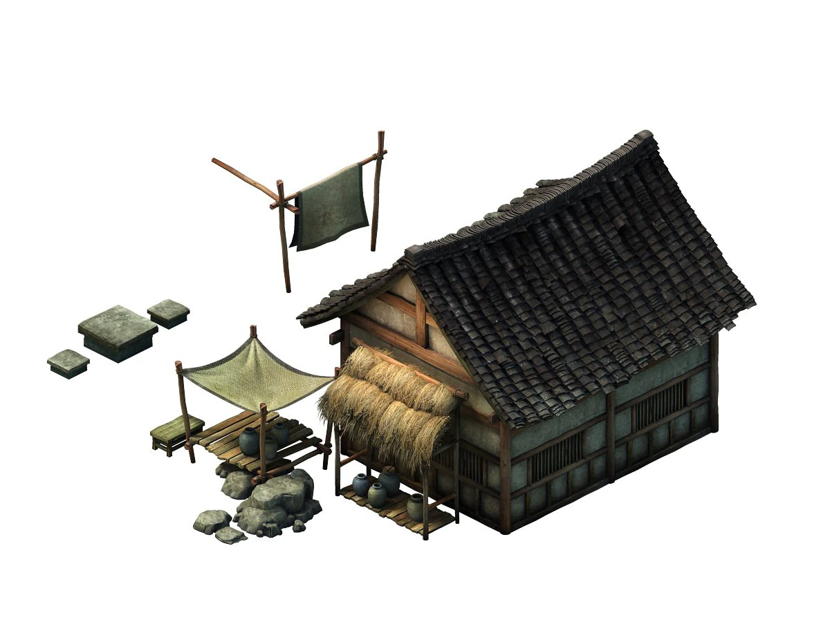 game model - prairie scene - small village house 0 3D Model .c4d .max .obj .3ds .fbx .stl .blend
