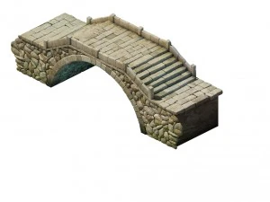 game model - prairie scene - stone bridge 01 3D Model