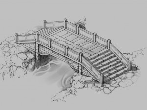 game model - prairie scene - stone bridge 02 01 3D Model
