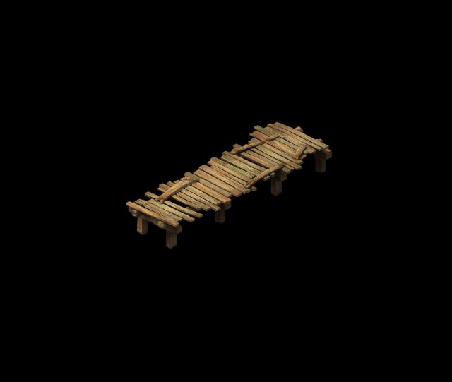 game model - prairie scene - wooden bridge 01 3D Model .c4d .max .obj .3ds .fbx .stl .blend 