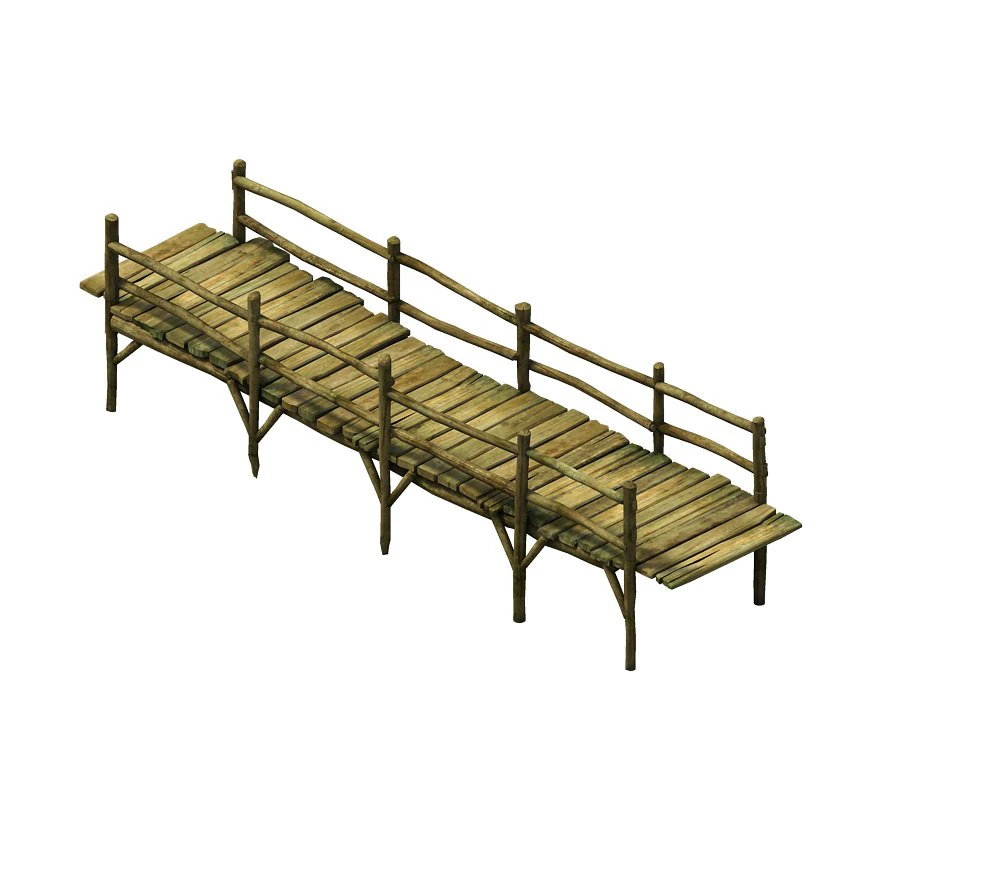 game model - prairie scene - wooden bridge 02 01 3D Model .c4d .max .obj .3ds .fbx .stl .blend 