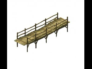 game model - prairie scene - wooden bridge 02 01 3D Model