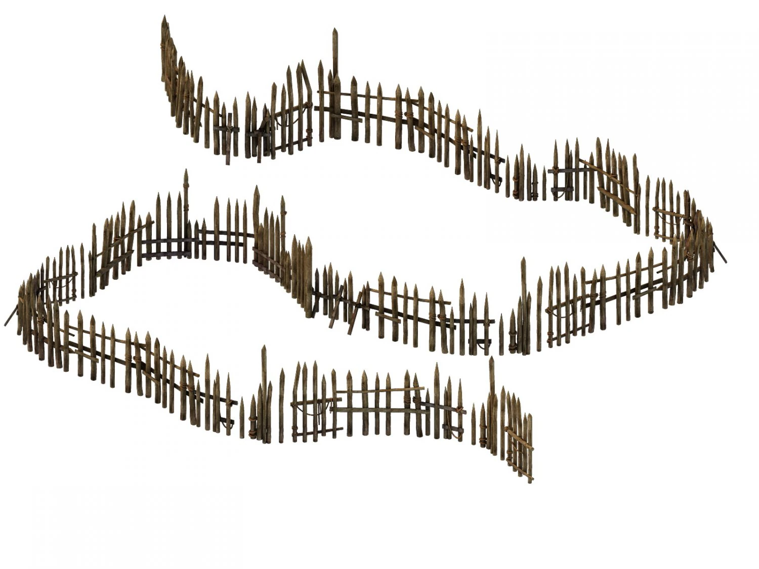game model - prairie scene - wooden fence fence fe 3D Model .c4d .max .obj .3ds .fbx .stl .blend 