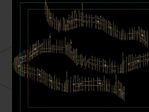 game model - prairie scene - wooden fence fence fe 3D Model