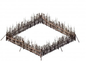 game model - prairie scene - wooden fence fence fe Modelo 3D