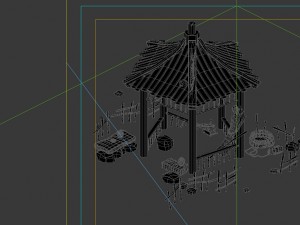game model - prairie scene - wooden gazebo 02 01 3D Model