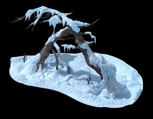 game model - snow - crippled trees 01 3D Model .c4d .max .obj .3ds .fbx .stl .blend 