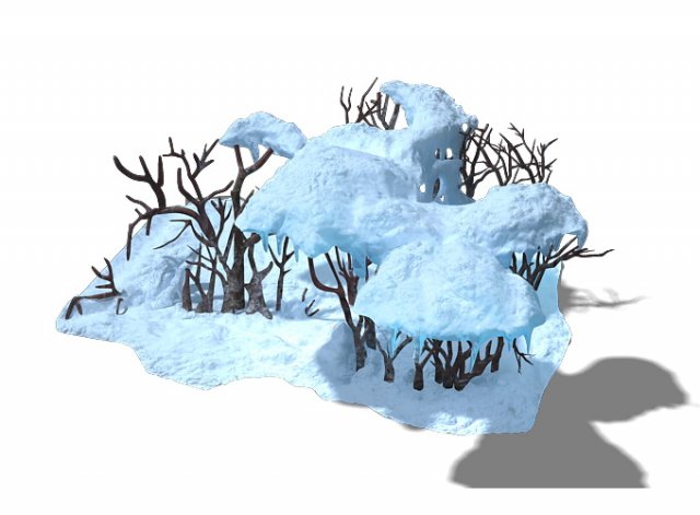 game model - snow - low shrubs 01 3D 模型 .c4d .max .obj .3ds .fbx .stl .blend 