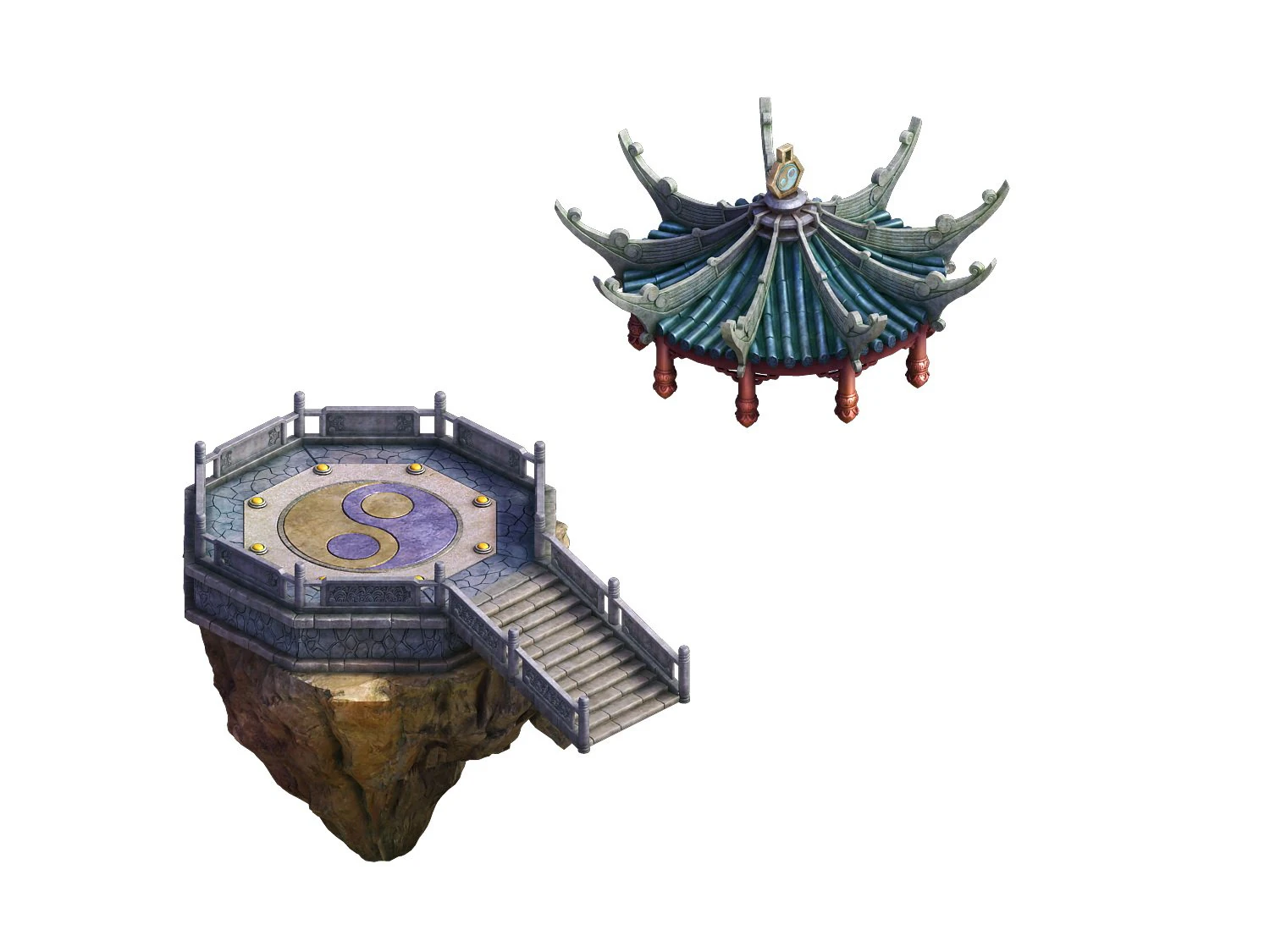 game model - taoist comprehension scene - floating 3D Model .c4d .max .obj .3ds .fbx .stl .blend 