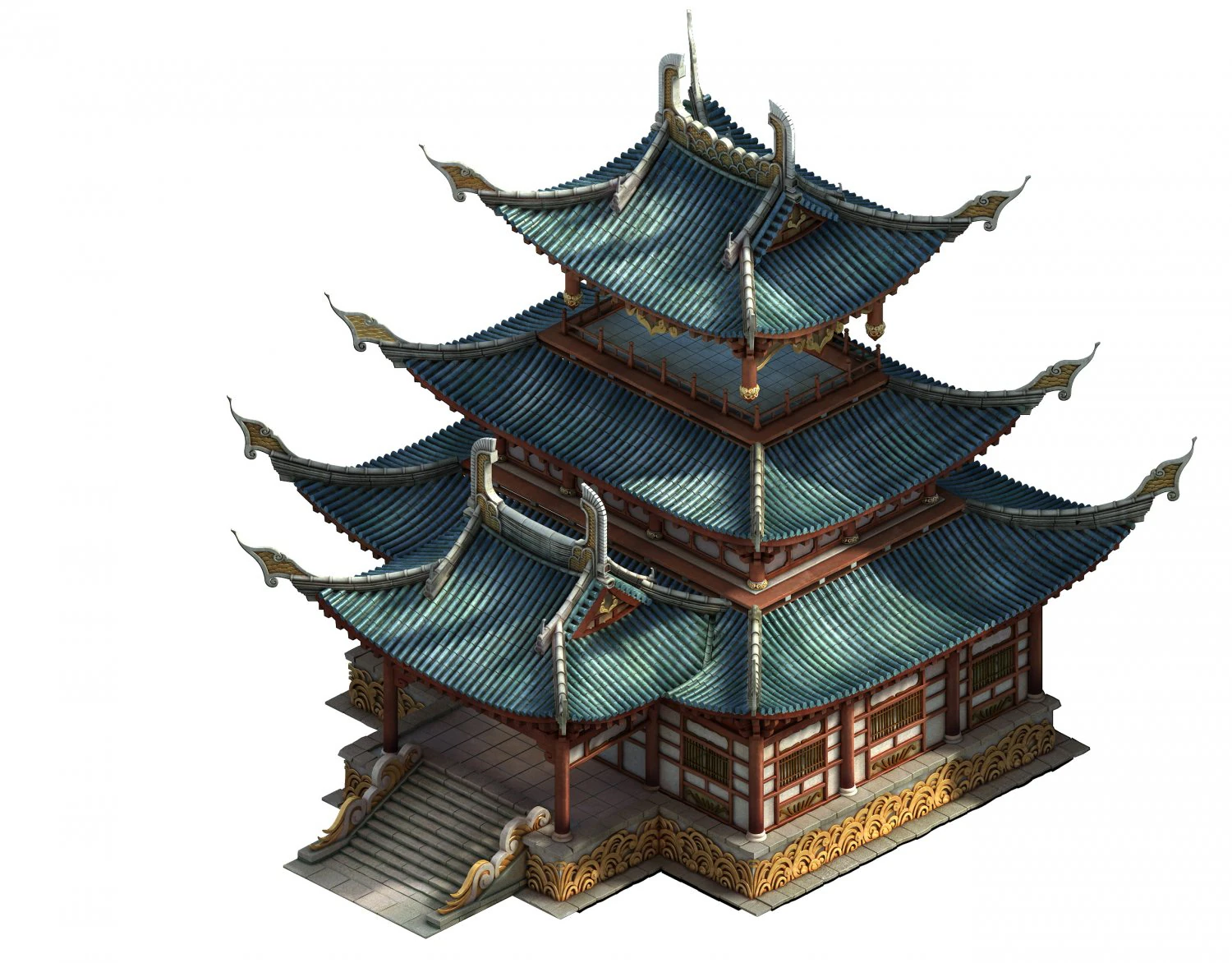 game model - taoist comprehension scene - tower te 3D Model .c4d .max .obj .3ds .fbx .stl .blend 