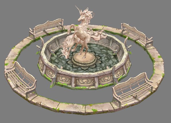 game model arena - boise - fountain light elves 3D Model .c4d .max .obj .3ds .fbx .stl .blend 