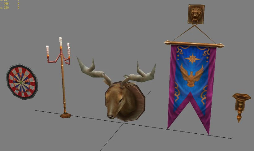 game model arena - gizmos shield decorations candl 3D Model .c4d .max .obj .3ds .fbx .stl .blend 
