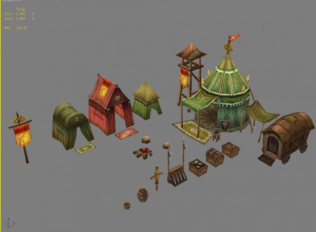 game model arena - tent 02 01 3D 模型 .c4d .max .obj .3ds .fbx .stl .blend 