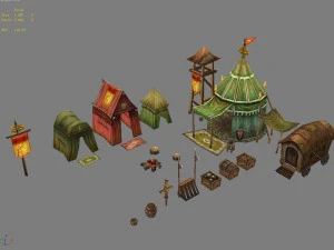 ar&egrave;ne de mod&egrave;le de jeu - tente 02 01 Modèle 3D