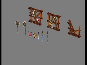 modello di gioco arena - rastrelliera e parapetto in pietra 0 Modello 3D