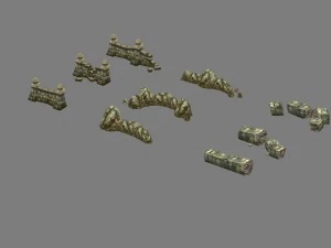 game model arena - rack and stone parapet 0 3D Model