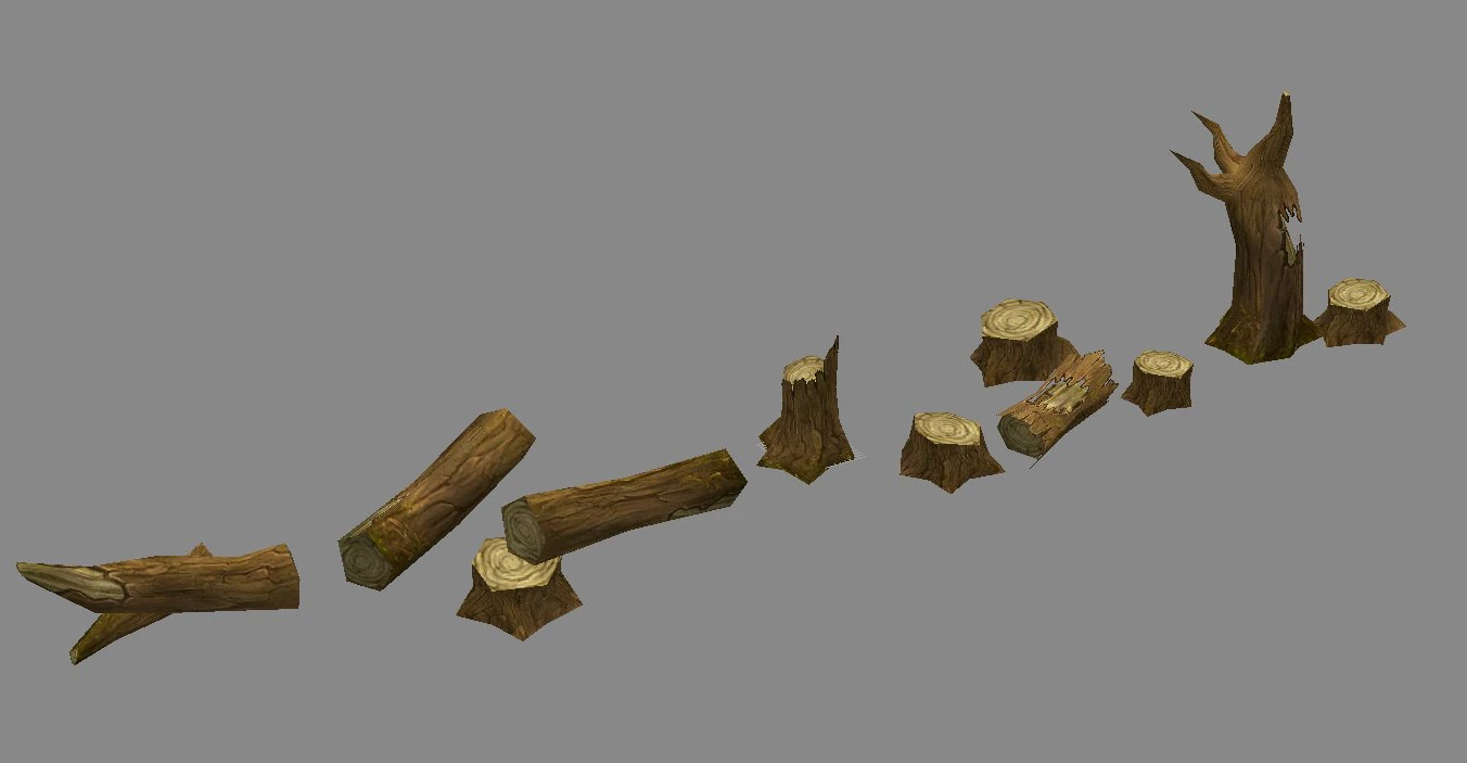game model arena - wetland area stumps combination 3D Model .c4d .max .obj .3ds .fbx .stl .blend 