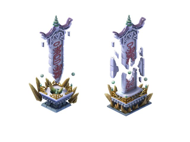 game model - broken rune monument 3D 모델 .c4d .max .obj .3ds .fbx .stl .blend 