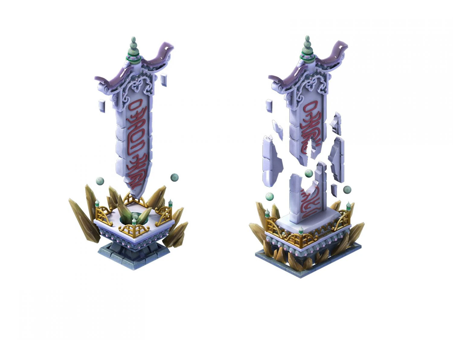 game model - broken rune monument 3D Model .c4d .max .obj .3ds .fbx .stl .blend 