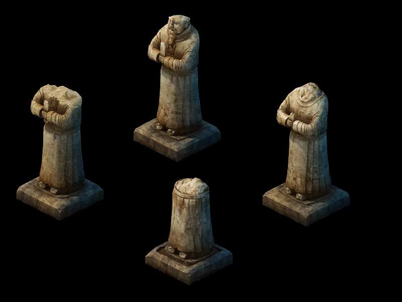 game model - broken hero stone carving 3D Model .c4d .max .obj .3ds .fbx .stl .blend 