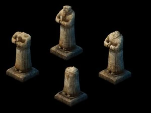 modelo de juego - tallado en piedra de h&eacute;roe roto Modelo 3D