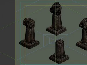 game model - broken hero stone carving 3D Model