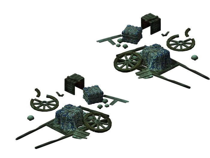 game models - broken wagons 3D Model .c4d .max .obj .3ds .fbx .stl .blend 
