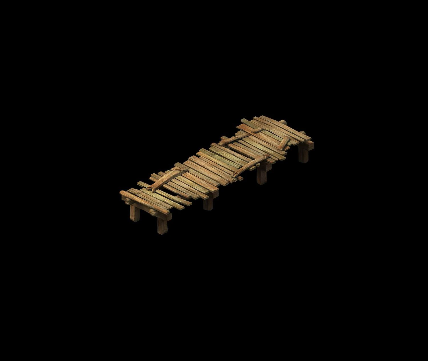 game model - broken wooden bridge 3D Model .c4d .max .obj .3ds .fbx .stl .blend 