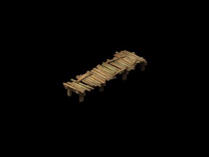 game model - broken wooden bridge 3D Model