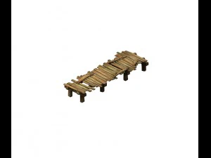 game model - broken wooden bridge 3D Model