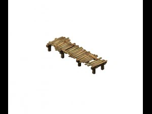 game model - broken wooden bridge 3D Model