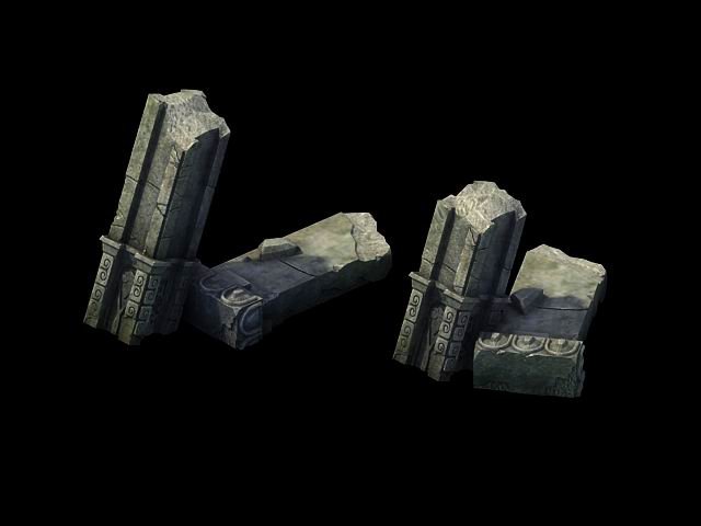 game model - broken stones 02 3D Model .c4d .max .obj .3ds .fbx .stl .blend 