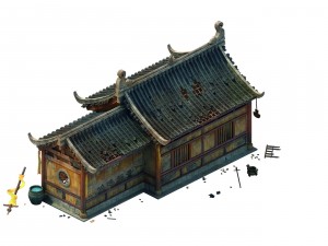 game model - broken temple side hall 02 Model 3D