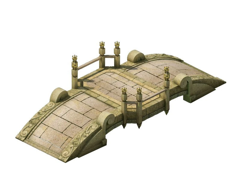 game model - city stone bridge 3D Model .c4d .max .obj .3ds .fbx .stl .blend