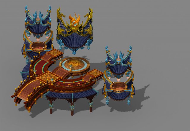 game model - the city main city of illusion 3D Model .c4d .max .obj .3ds .fbx .stl .blend 