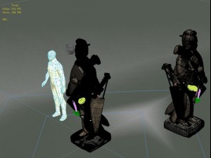 game model - holding a bow stone statue 3D Model