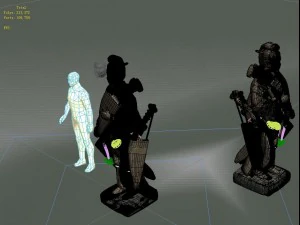 game model - holding a bow stone statue 3D Model