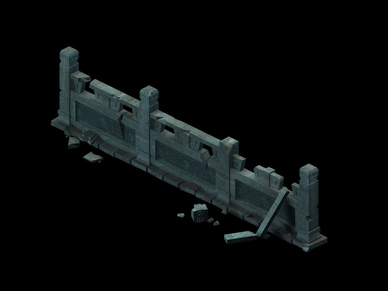 game model - ghetto area broken platform fence 1 3D Model .c4d .max .obj .3ds .fbx .stl .blend 