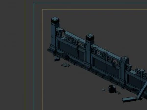game model - ghetto area broken platform fence 1 3D Model