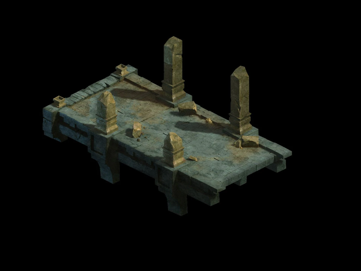 game model - underground palace platform stone gal 3D Model .c4d .max .obj .3ds .fbx .stl .blend 